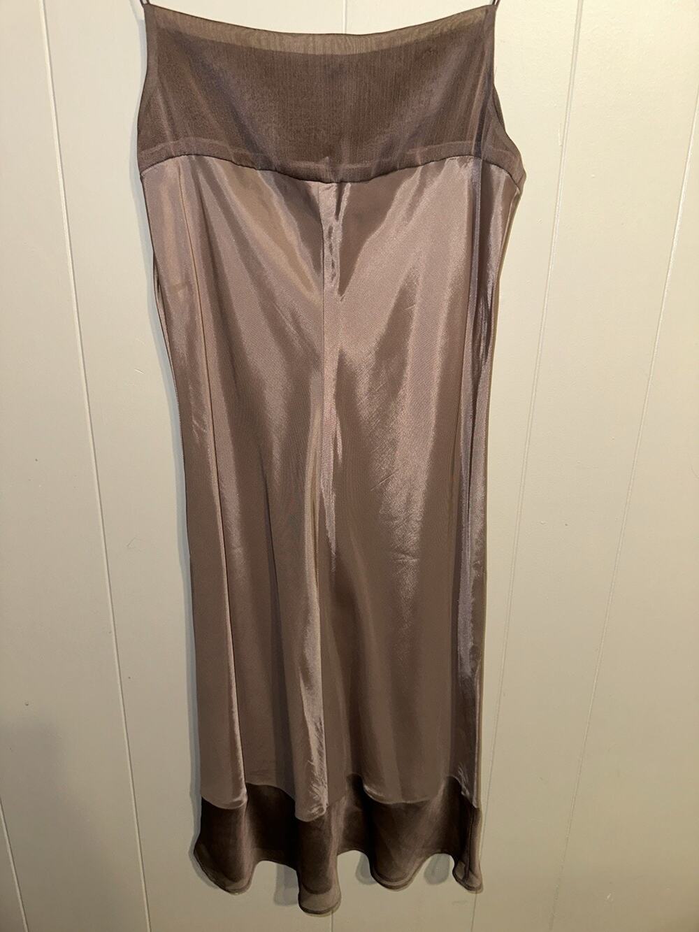 Women’s Brown Satin Full Slip, Size M Slip